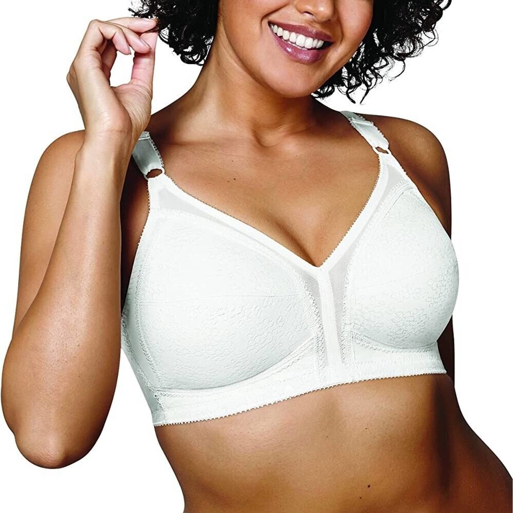 Playtex 18 Hour Back Closure Style 0020-0027 White Bra Floral Pattern Size 48B